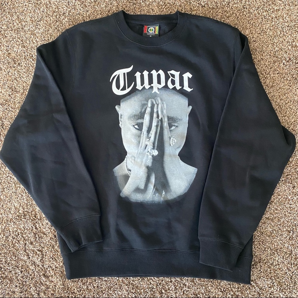 Cross Colours 2Pac Tupac Shakur Heavyweight Black Sweatshirt size Medium M